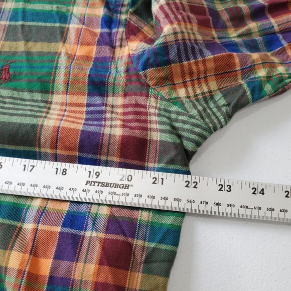 Ralph Lauren Shirt Men Medium Plaid Brown Classic Fit Button Down Cotton Flannel - Picture 6 of 8